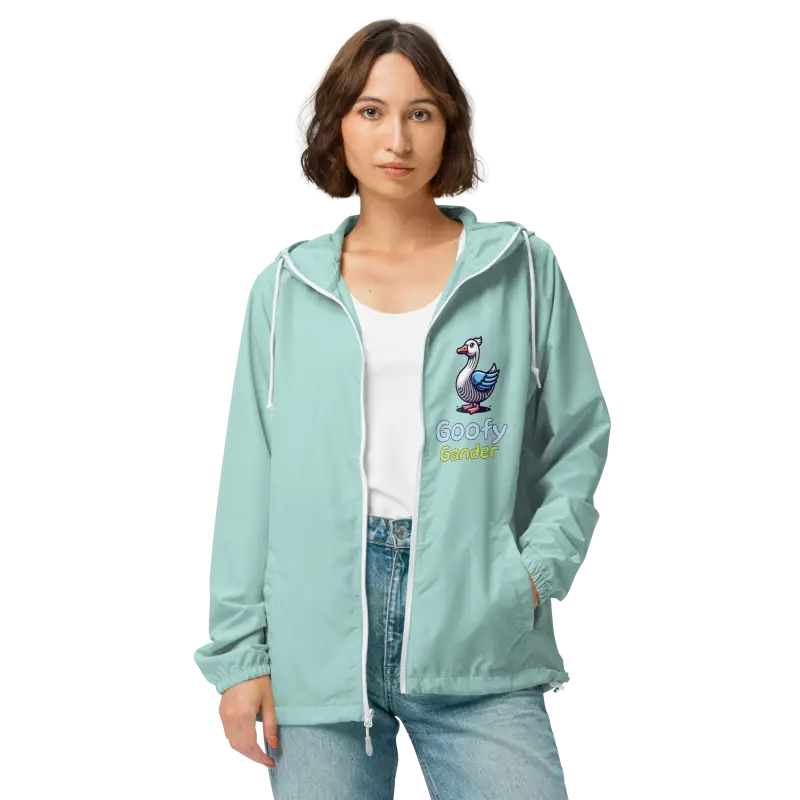 Unleash your Spirit with Goofy Gander Windbreaker - Aqua/white Zipper / Xs Jackets