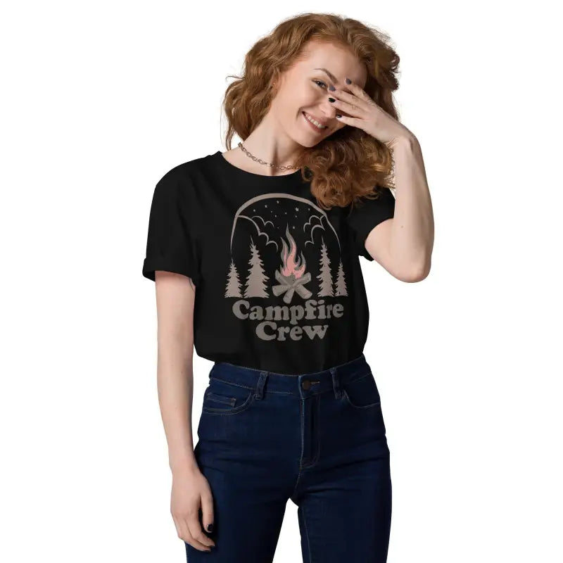 Eco-chic Campfire Crew Unisex Organic Cotton Tee - Black / s T-shirts