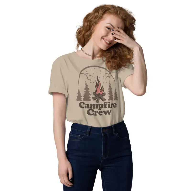 Eco-chic Campfire Crew Unisex Organic Cotton Tee - Desert Dust / s T-shirts