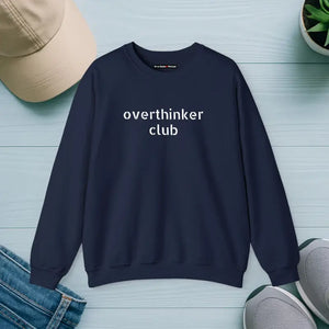 Embroidered Overthinker Club Ultra Cozy Crewneck - Dipaliz - s / Navy - Sweatshirts
