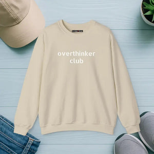 Embroidered Overthinker Club Ultra Cozy Crewneck - Dipaliz - s / Sand - Sweatshirts