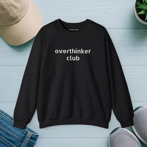 Embroidered Overthinker Club Ultra Cozy Crewneck - Dipaliz - s / Black - Sweatshirts