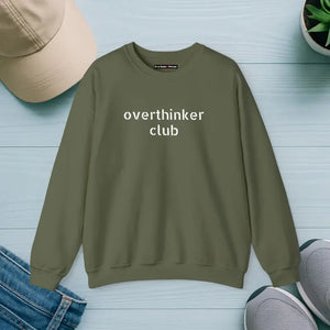 Embroidered Overthinker Club Ultra Cozy Crewneck - Dipaliz - s / Military Green - Sweatshirts
