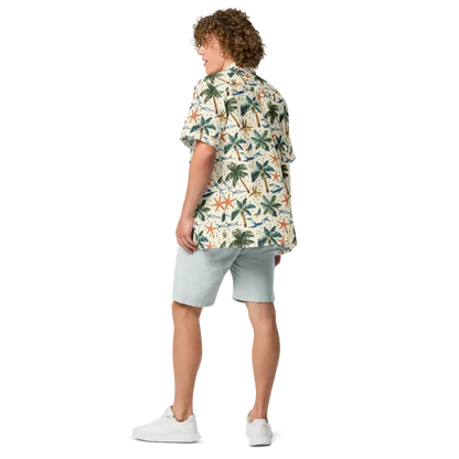 Unisex Button Shirt with Palm Trees and Beach Vibes - Shirts