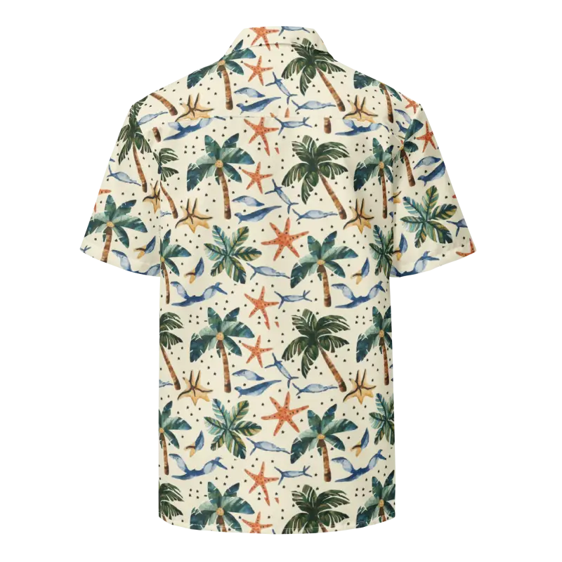 Unisex Button Shirt with Palm Trees and Beach Vibes - Shirts