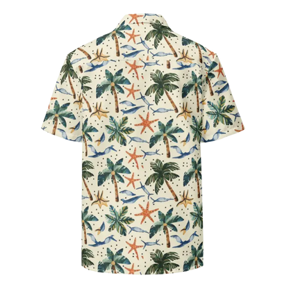 Unisex Button Shirt with Palm Trees and Beach Vibes - Shirts