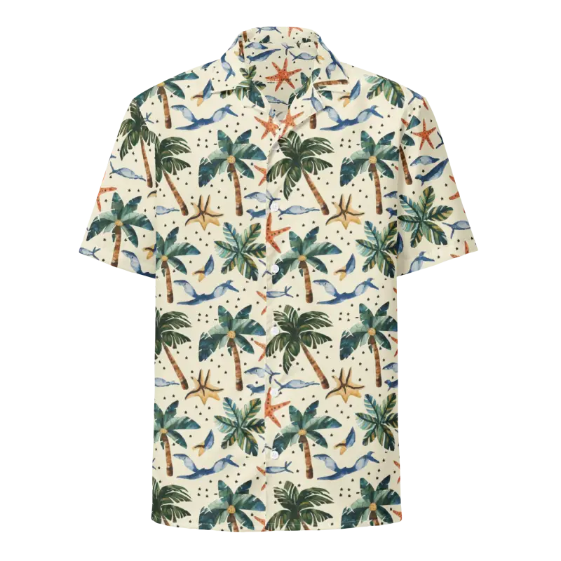 Unisex Button Shirt with Palm Trees and Beach Vibes - Xs Shirts