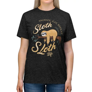 T-shirt - Unisex Sloth Tee Repeat Triblend Comfort Style - Dipaliz Black Heather / s
