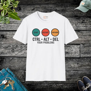 Ctrl Alt Del Sleek Unisex Softstyle Tee - Dipaliz - White / s - T-shirts