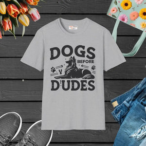 Unisex Softstyle T-shirt - Dogs Before Dudes Graphic - Dipaliz - Xs / Sport Grey - T-shirts