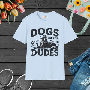 Unisex Softstyle T-shirt - Dogs Before Dudes Graphic - Dipaliz - s / Light Blue - T-shirts