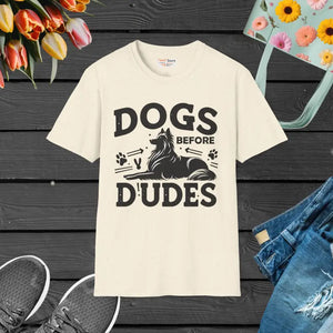 Unisex Softstyle T-shirt - Dogs Before Dudes Graphic - Dipaliz - s / Natural - T-shirts