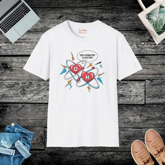 Feel the Buzz in our Unisex Softstyle Electric Chemistry Tee! - White / s T-shirt