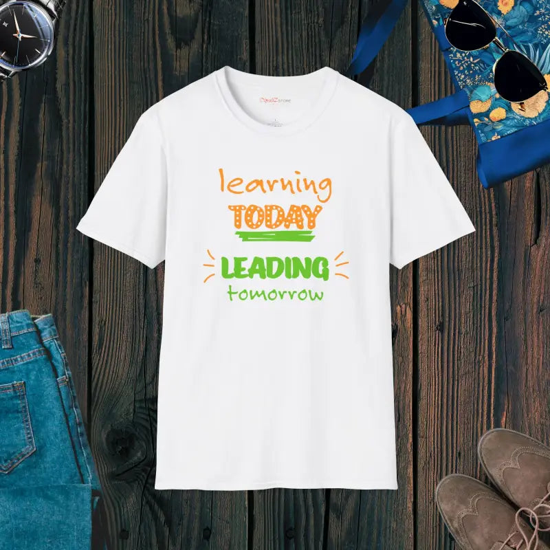 Unisex Softstyle T-shirt Learning Today Leading Tomorrow - White / s T-shirt