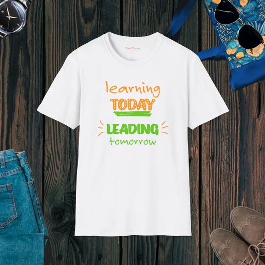 Unisex Softstyle T-shirt Learning Today Leading Tomorrow - White / s T-shirt