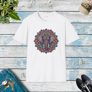 Soft Unisex Softstyle t Shirt - Elephant Mandal Art - Dipaliz - T-shirts