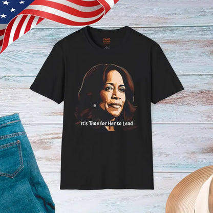 Lead with Kamala Harris: Unisex Softstyle Tee Revolution - Black / s T-shirt