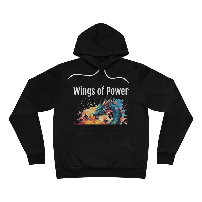 Unisex Sponge Fleece Pullover Hoodie with Dragon Wings of Power - Black / Xs