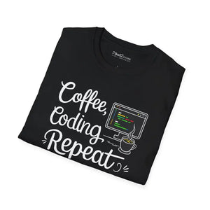 Coffee Coding Repeat Programmer Tee with Tear-away Label - Dipaliz - T-shirts
