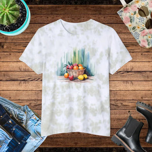 Vibrant Tie-dye Tee - Fruit Basket Summer Festival Shirt - Dipaliz - White/olive Oil / Xs - T-shirts