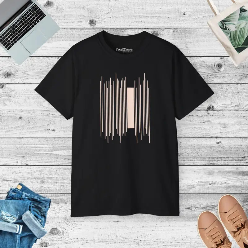 Unisex Ultra Cotton Tee with Bold Abstract Lines - Black / s T-shirt