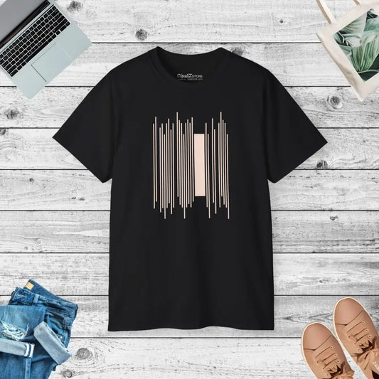 Unisex Ultra Cotton Tee with Bold Abstract Lines - Black / s T-shirt