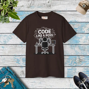 Code Champs Unisex Ultra Cotton Tee - Bold Coder Style - Dipaliz - Dark Chocolate / s - T-shirts