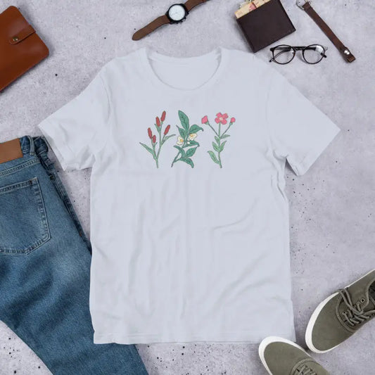 Wild Flowers Tee - Embrace Nature with Style! - Light Blue / s T-shirts