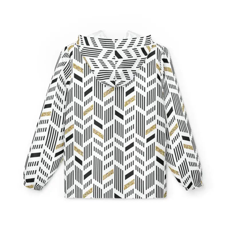 Unisex Windbreaker Jacket with Black & Yellow Geometric Flair - Outerwear