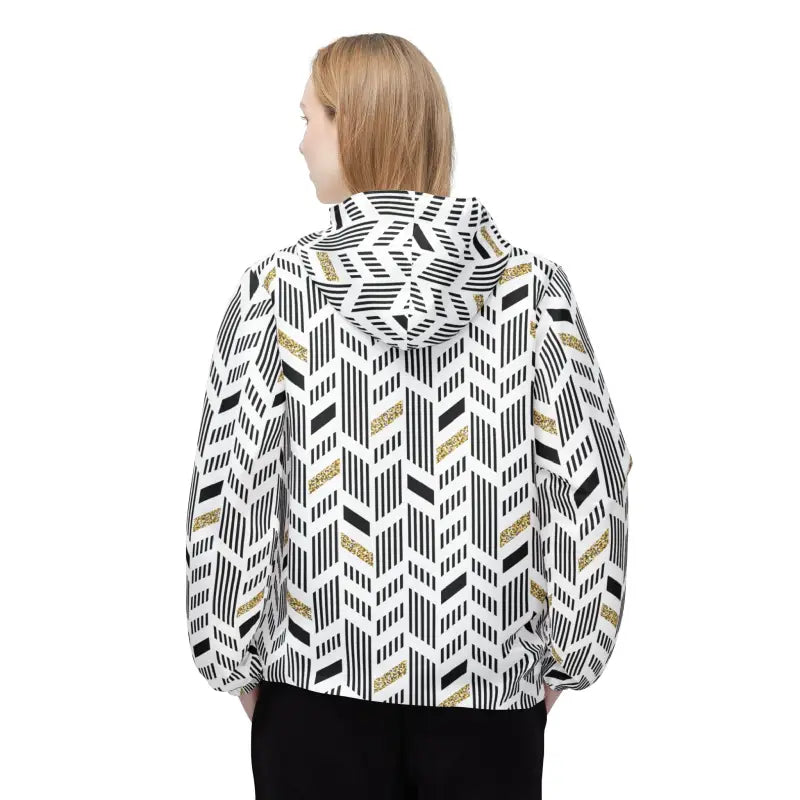 Unisex Windbreaker Jacket with Black & Yellow Geometric Flair - Outerwear