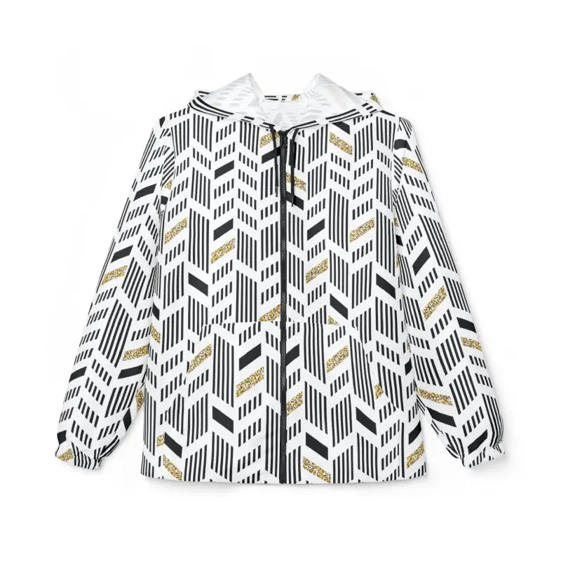 Unisex Windbreaker Jacket with Black & Yellow Geometric Flair - Outerwear