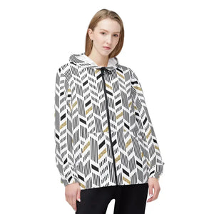 Unisex Windbreaker Jacket Yellow Geometric Pattern Black Zippers - Dipaliz - Xs - Windbreakers
