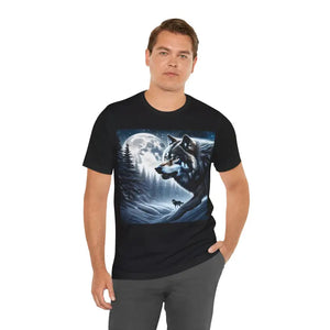 Unisex Jersey Short Sleeve Tee Winter Wolf Design by Dipaliz - Black / s - T-shirts