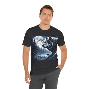 Unisex Jersey Short Sleeve Tee Winter Wolf Design by Dipaliz - Dark Grey Heather / s - T-shirts