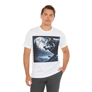 Unisex Jersey Short Sleeve Tee Winter Wolf Design by Dipaliz - White / s - T-shirts
