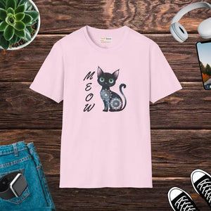 T-shirt - Cat Meow Unisex Softstyle Tee - Ultimate Comfort - Dipaliz s / Light Pink
