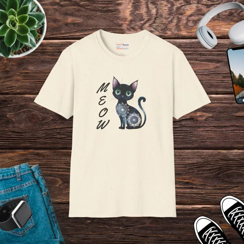 Style & Comfort: Cat Meow Unisex Softstyle Tee - s / Natural T-shirt