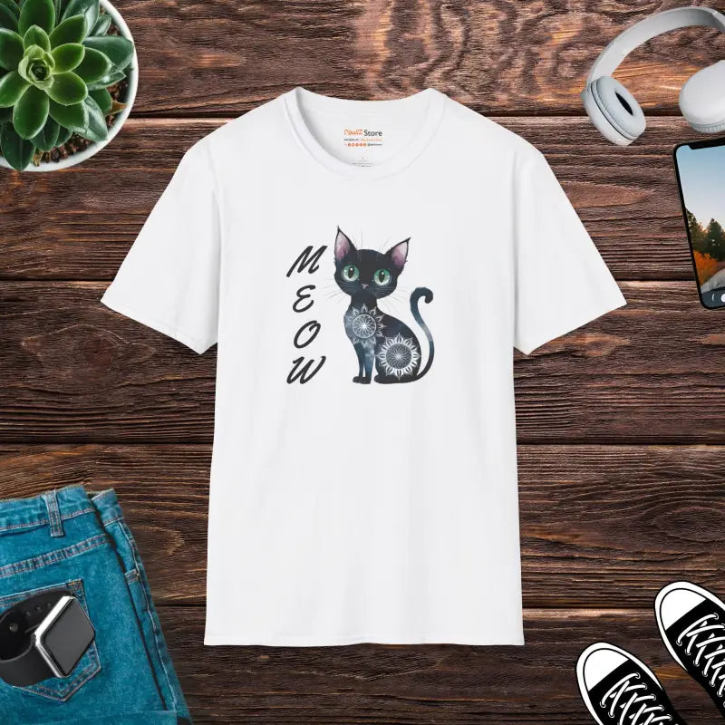 Style & Comfort: Cat Meow Unisex Softstyle Tee - Xs / White T-shirt