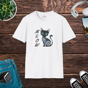T-shirt - Cat Meow Unisex Softstyle Tee - Ultimate Comfort - Dipaliz Xs / White