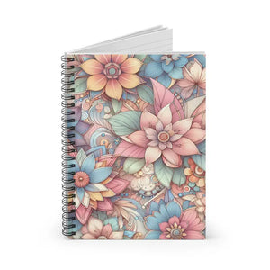 Ruled Line Paper Notebook - Durable Printed Cover Floral - Dipaliz - one Size - Notebooks & Notepads