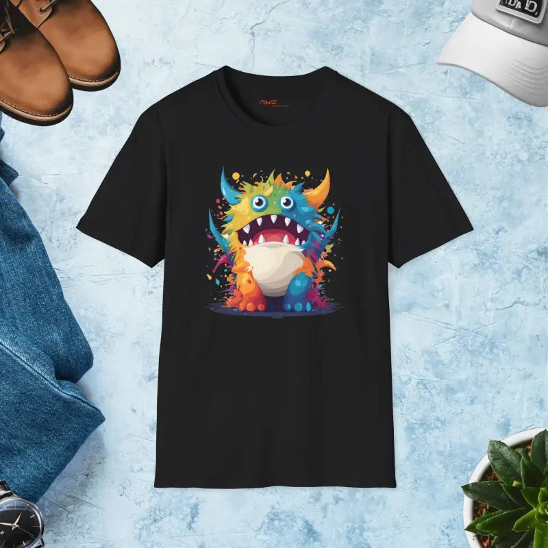 Unleash Fun with a Cute Colorful Monster Softstyle Tee! - Black / s T-shirt