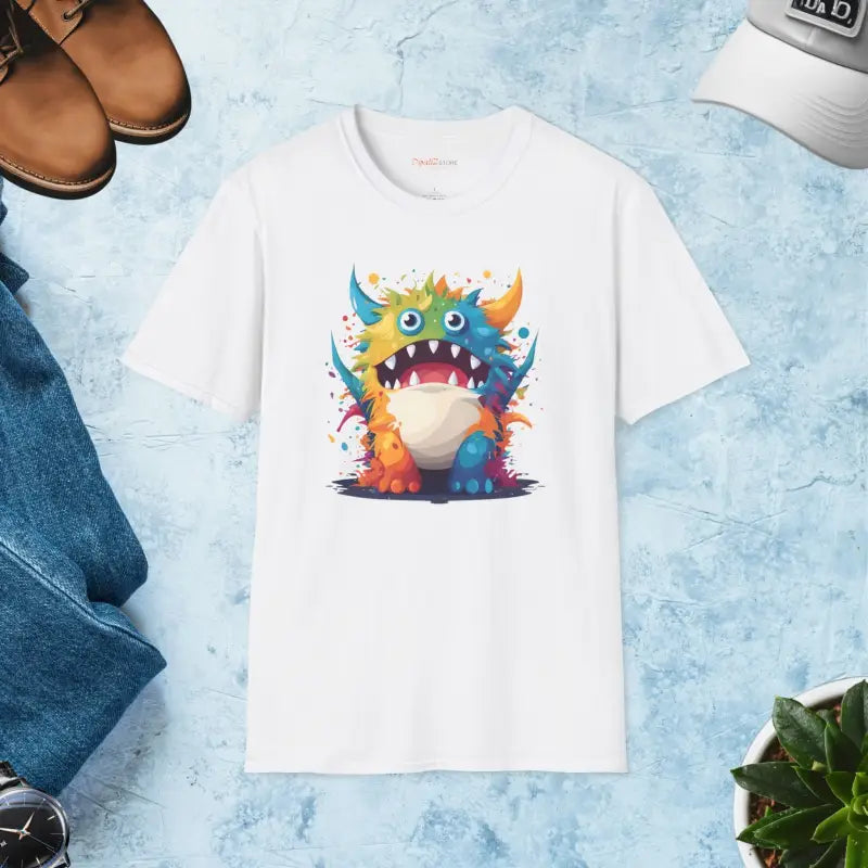 Unleash Fun with a Cute Colorful Monster Softstyle Tee! - White / s T-shirt