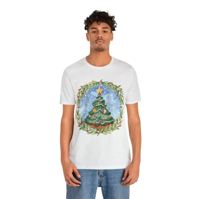 Unisex Christmas Tree Tee: Festive Style in Jersey Short Sleeve - Ash / s T-shirt