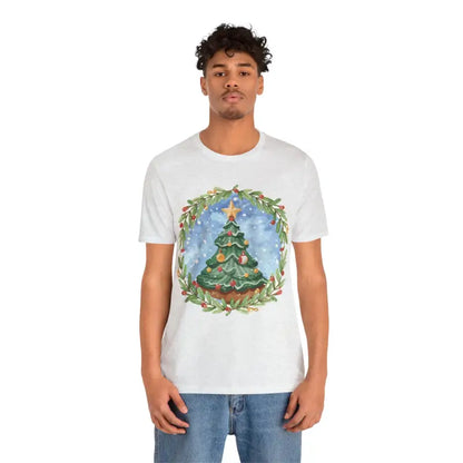 Unisex Christmas Tree Tee: Festive Style in Jersey Short Sleeve - Ash / s T-shirt