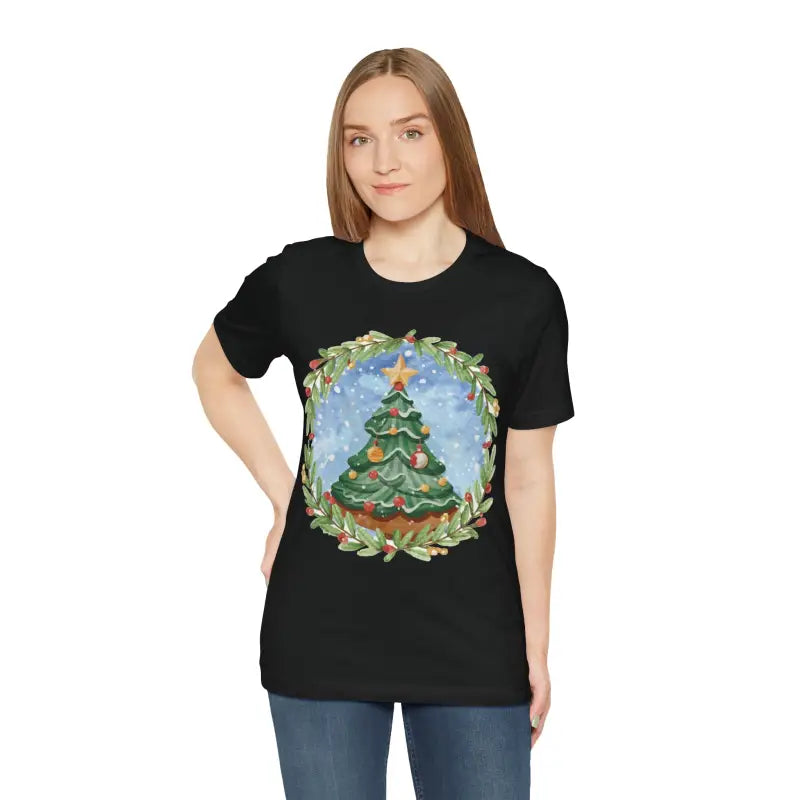 Unisex Christmas Tree Tee: Festive Style in Jersey Short Sleeve - T-shirt