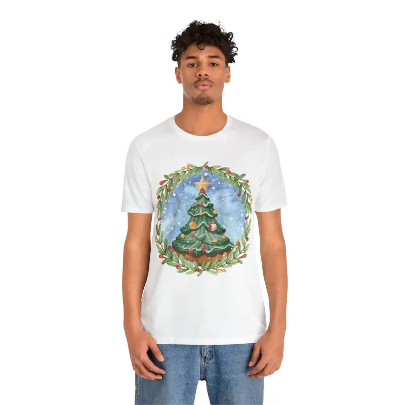 Unisex Christmas Tree Tee: Festive Style in Jersey Short Sleeve - White / s T-shirt