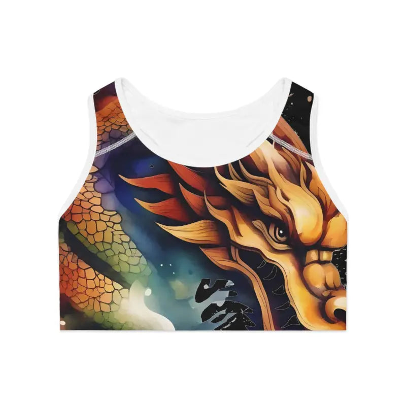 Unleash your Inner Dragon with Stylish Activewear Sports Bra - All Over Prints