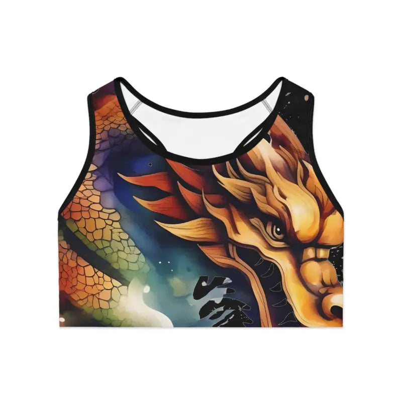 Unleash your Inner Dragon with Stylish Activewear Sports Bra - All Over Prints