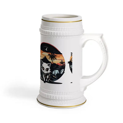 Unleash your Warrior with Japanese Cat Samurai Beer Stein Mug - 22oz