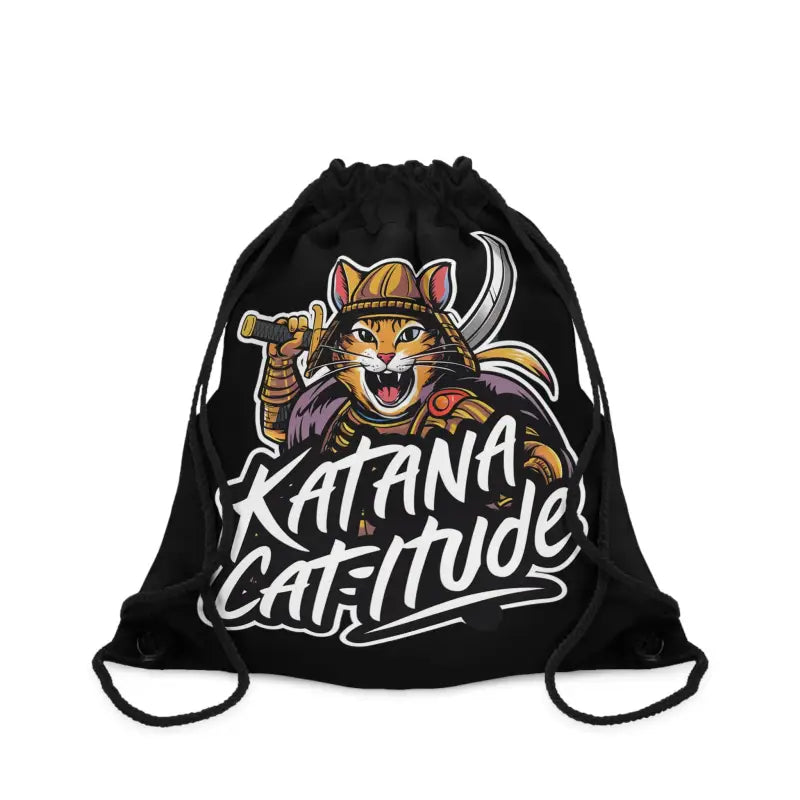 Unleash your Warrior Spirit with Purrfect Samurai Cat Drawstring Bag - one Size Bags